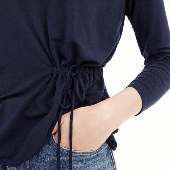 J. CREW Tie-Waist Tee Shirt Top Navy M Medium - Picture 2 of 7